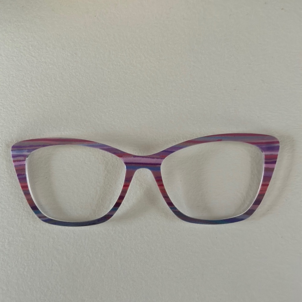 Pink purple blue paintbrush toppers Wanda pair eyewear